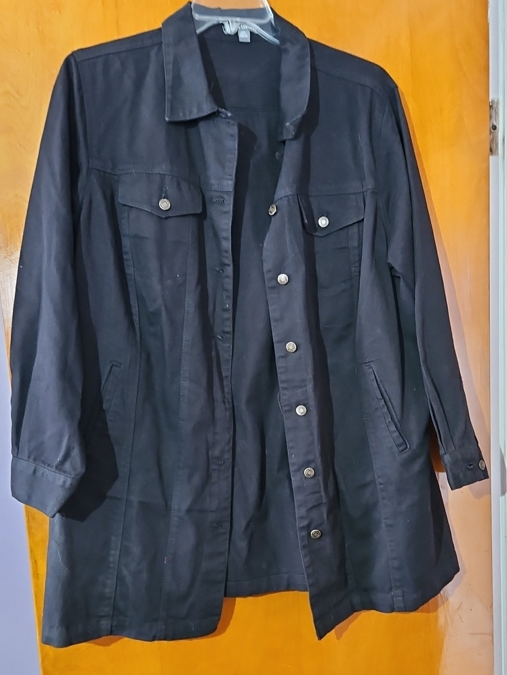 Jessica London Black Button-Front Jean Jacket
